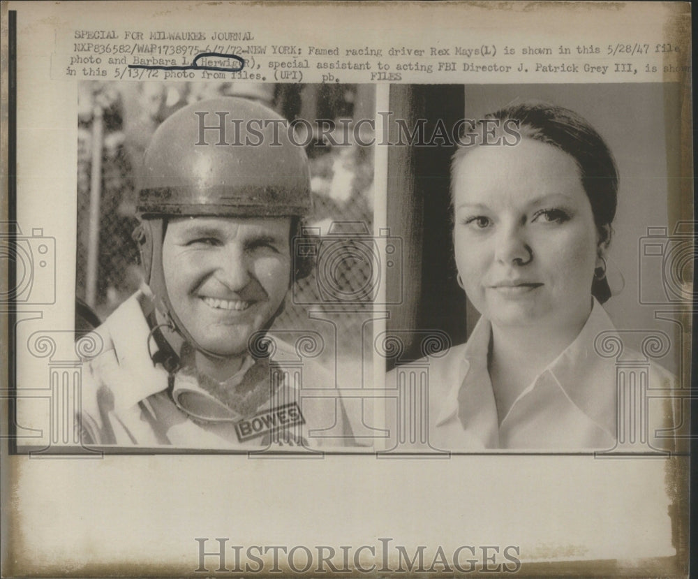 1972 Press Photo Famed Racing Driver Rex Mays In 1947 &amp; Barbara L. Herwig - Historic Images