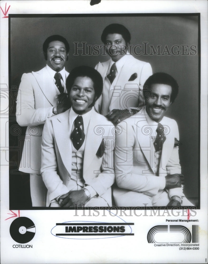 1977 Impressions music group members entertainers pose show - Historic Images