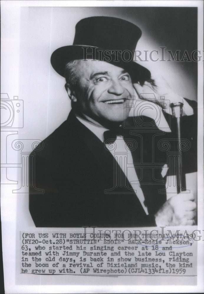 1959 Eddie Jackson Jimmy Durante Lou Clayton Dixieland Music - Historic Images