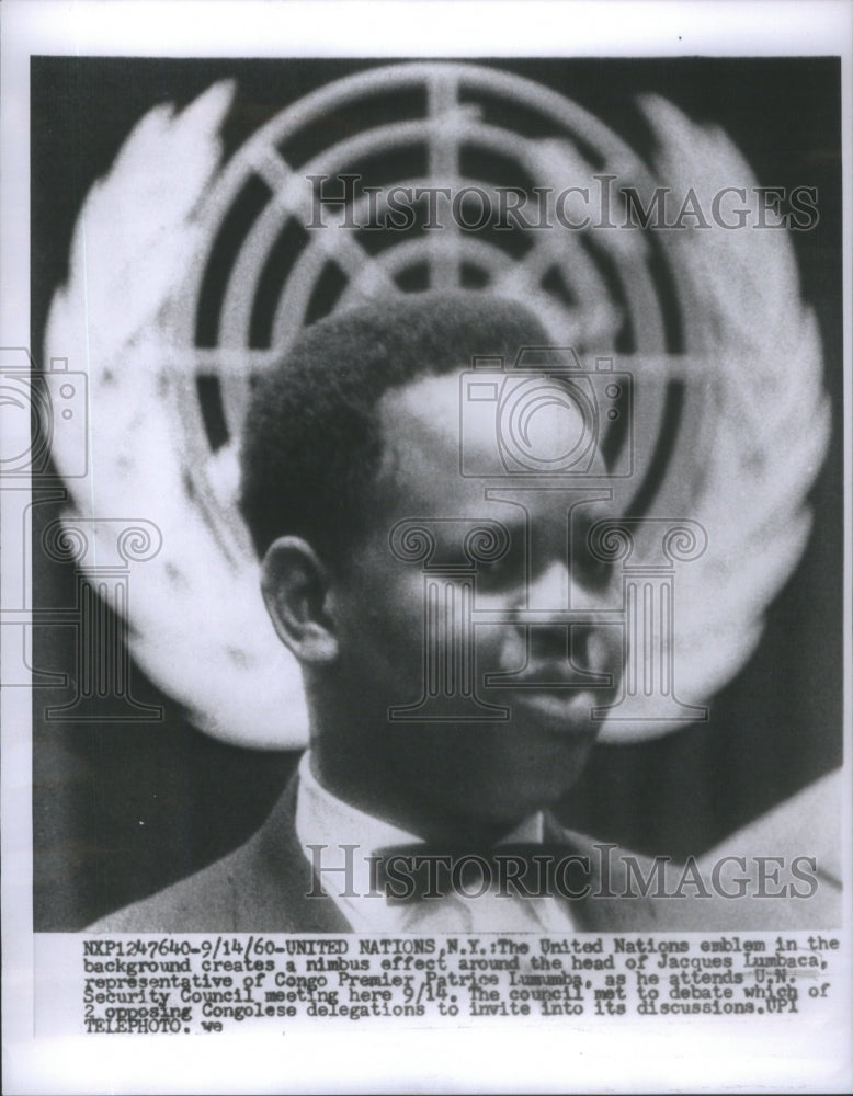 1960 United Nations emblem Jacques Lumbaca Patrice Lumumba effect - Historic Images