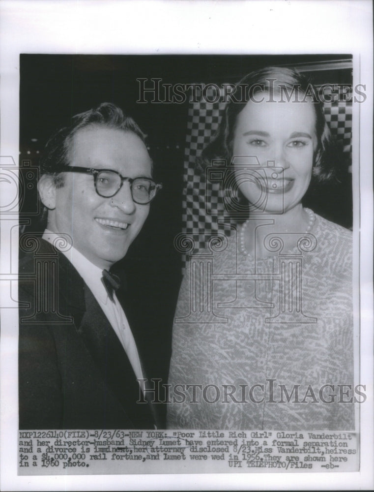 1963, Gloria Vanderbilt director husband Sidney Lumet enter divorce - Historic Images