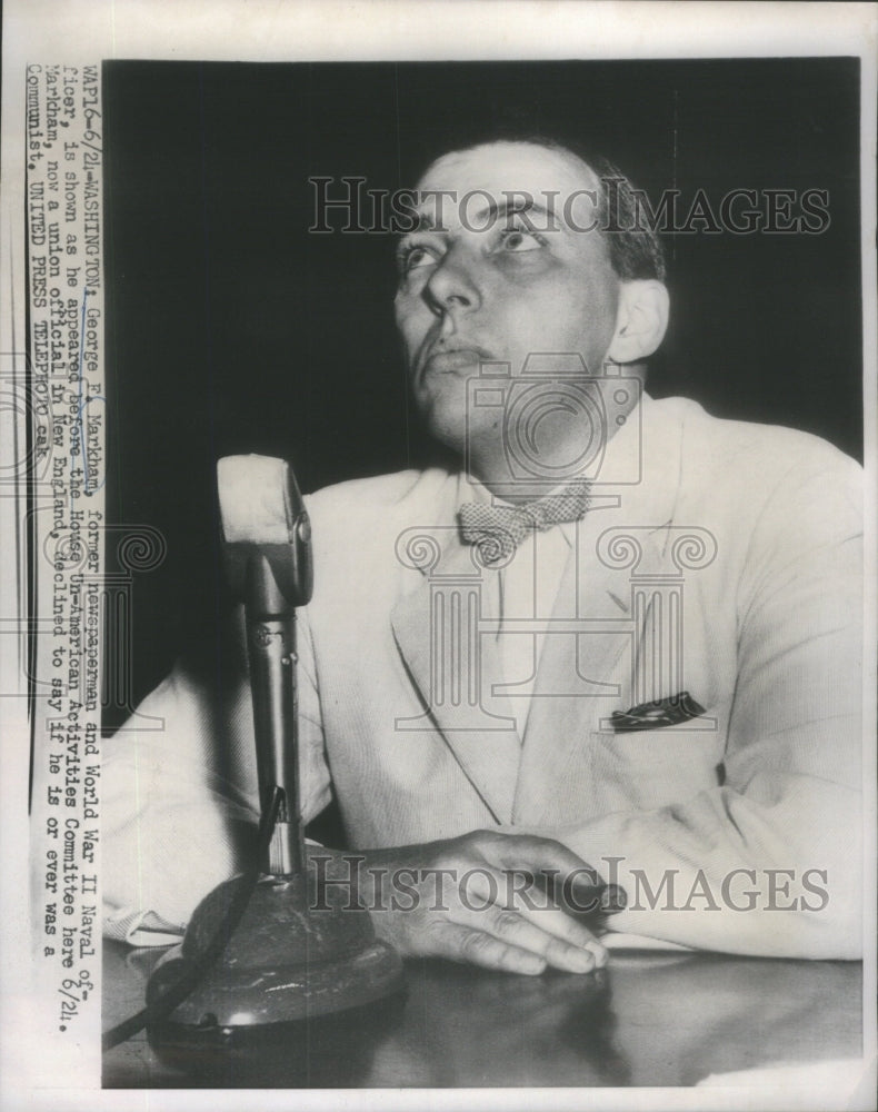 1953 George F. Markham, former newspaperman and World War II Naval - Historic Images