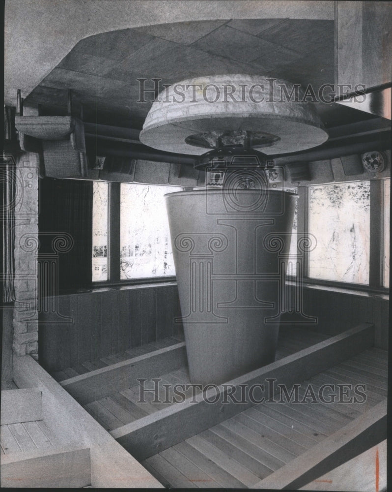 1971 Circular Hooded Fireplace/Stone/Design/Housing/Architecture - Historic Images
