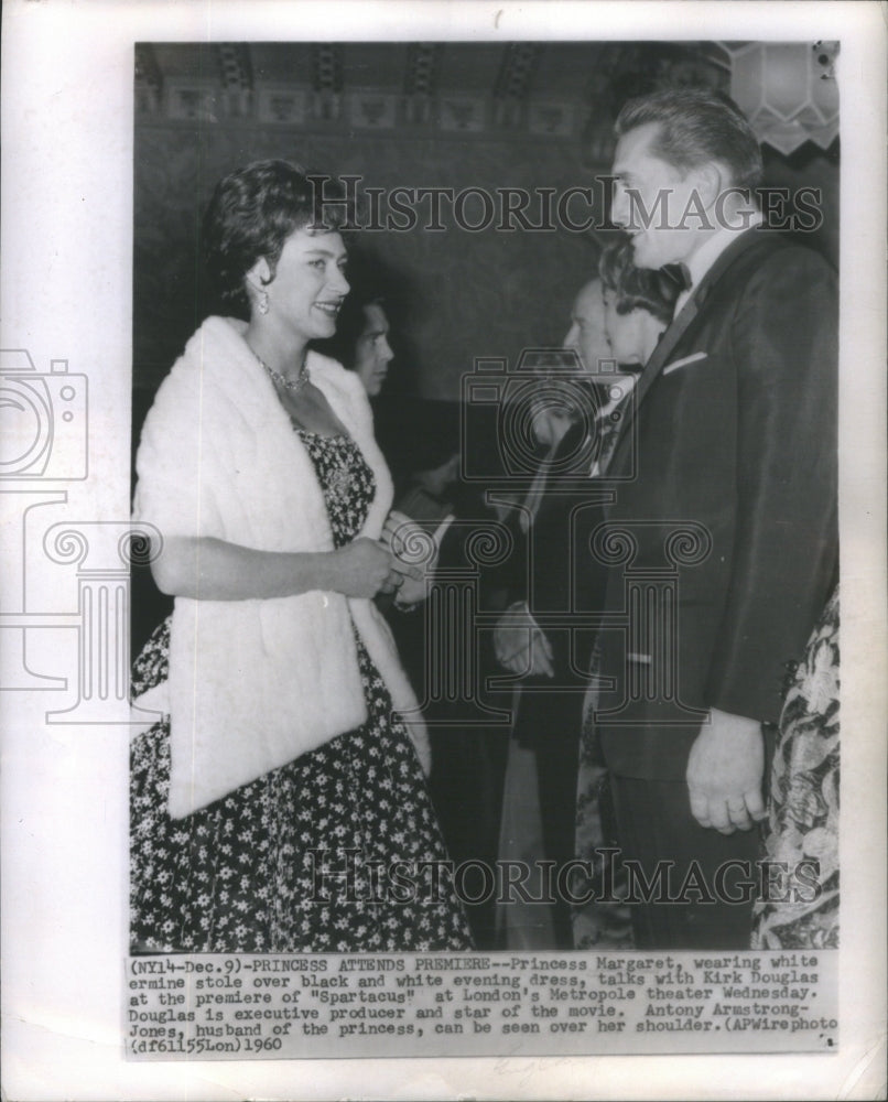 1960 Princess Margaret &amp; Actor Kirk Douglas At &quot;Spartacus&quot; Premiere - Historic Images