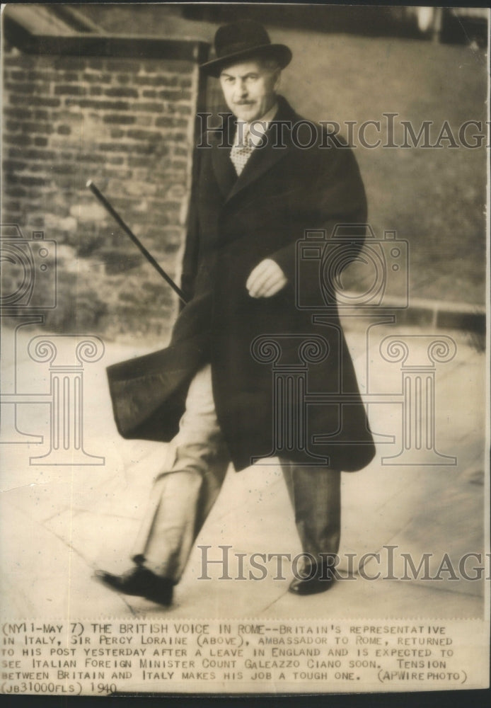 1940 Rome Britain Italy Ambassador Sir Loraine-Historic Images