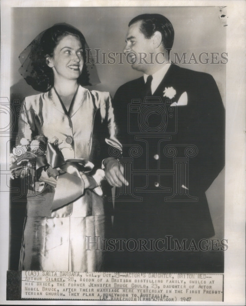 1947 Arthur Gilsey scion British Distilling family bride Jen Gould - Historic Images