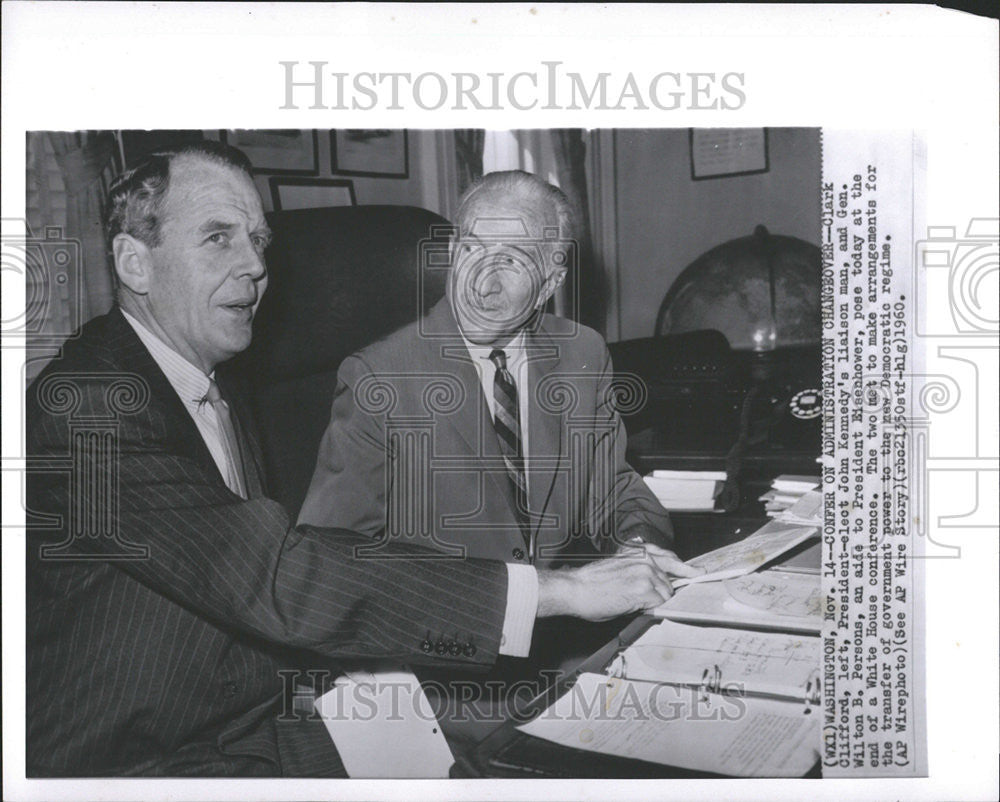 1960 Press Photo Clark Clifford and General Wilton B. Persons Pose Together - Historic Images