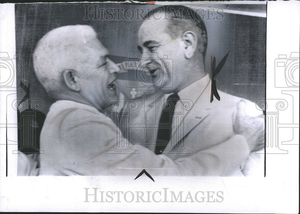 1963 Press Photo Vice President Johnson Embraced Dominican President Juan Bosch - Historic Images