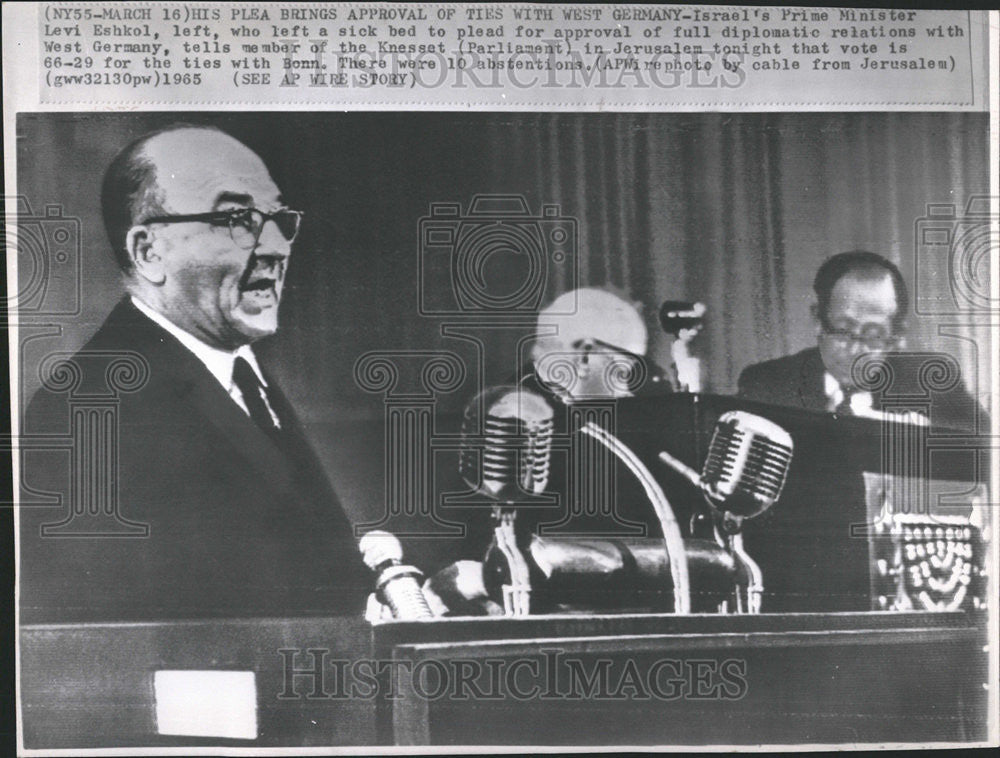 1965 Press Photo Levi Eshkol  Prime Minister Israeli Politician - Historic Images