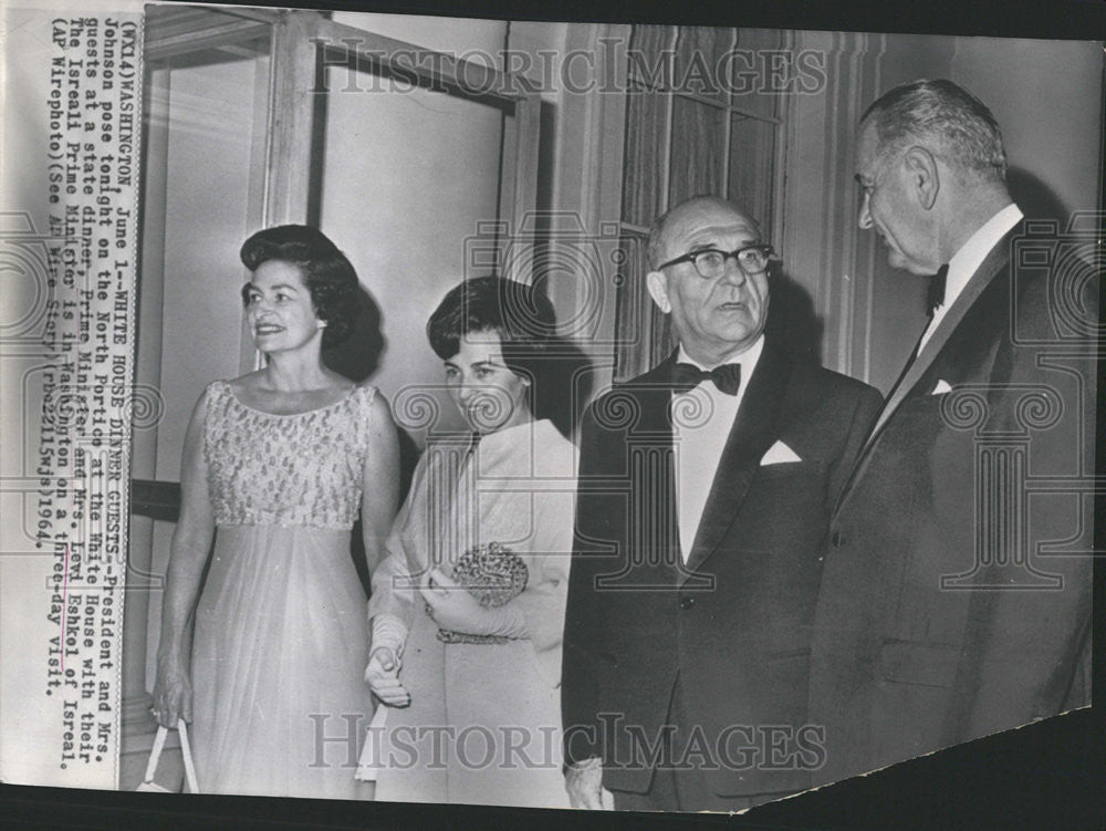 1964 Press Photo President &amp; Mrs. Johnson &amp; Prime Minister &amp; Mrs. Levi Eshkol - Historic Images