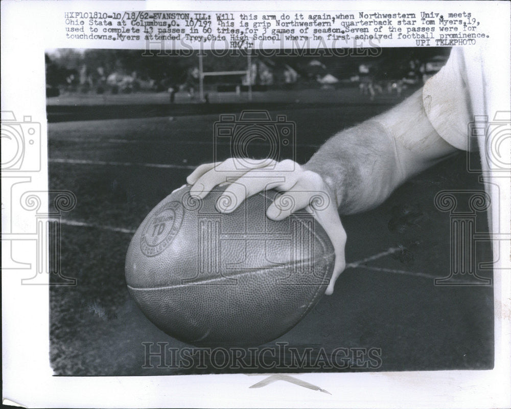 1962 Press Photo Tom Myers (Quarterback) - Historic Images