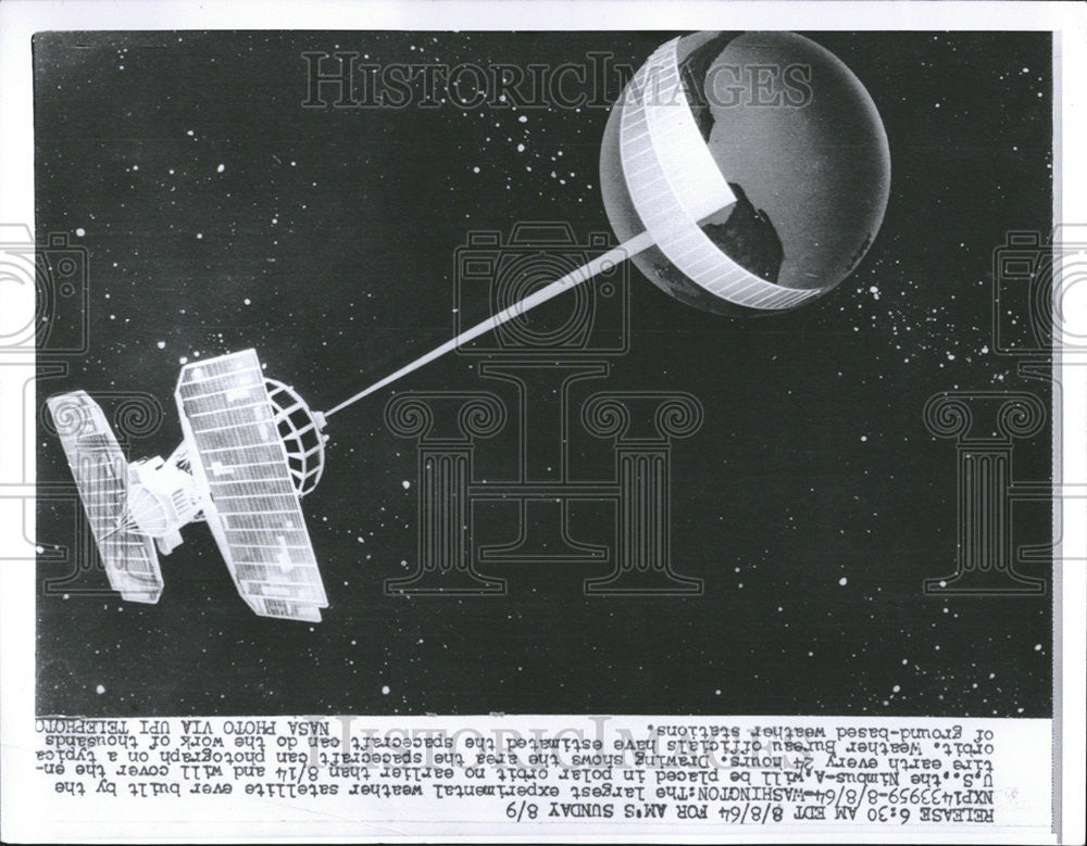 1964 Press Photo Nimbus-A, largest weather satellite ever built by the U.S. - Historic Images