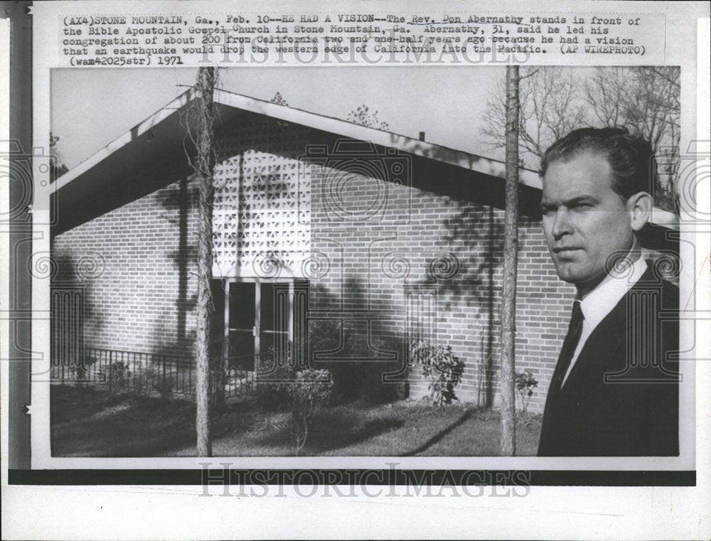 1971 Press Photo Don Abermathy Bible Apostolic Gospel Church Stone Mountain - Historic Images