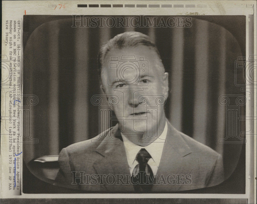 1973 Press Photo Spiro Agnew Vice President ABC Television Interview New York - Historic Images