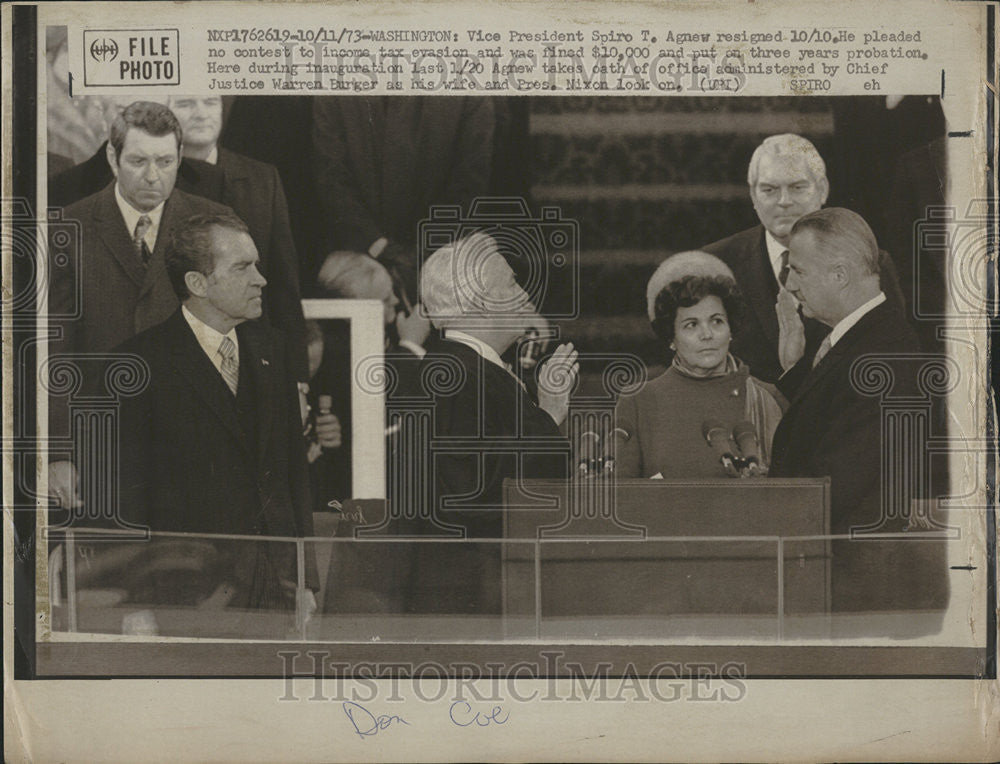 1973 Press Photo Vice president Spiro Agnew income tax evasion probation fine - Historic Images