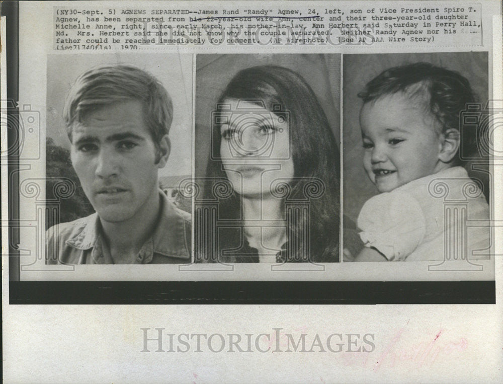 1970 Press Photo James Agnew Family Vice President Son - Historic Images