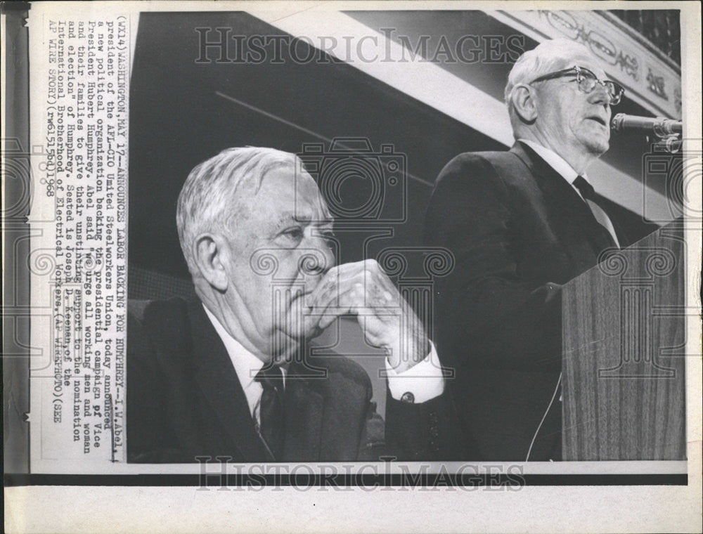 1968 Press Photo IW Abel AFL CIO United Steel Workers Union president political - Historic Images