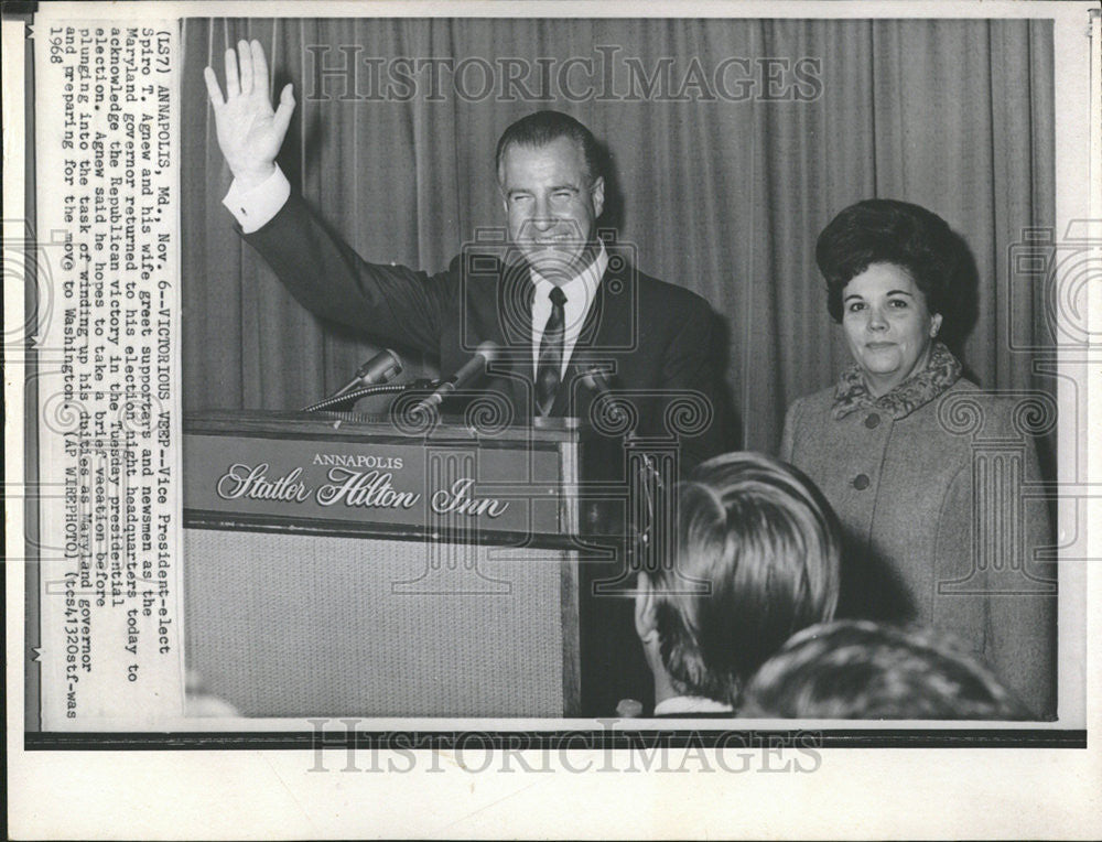 1968 Press Photo Vice President elect Spiro Agnew Maryland Governor Washington - Historic Images