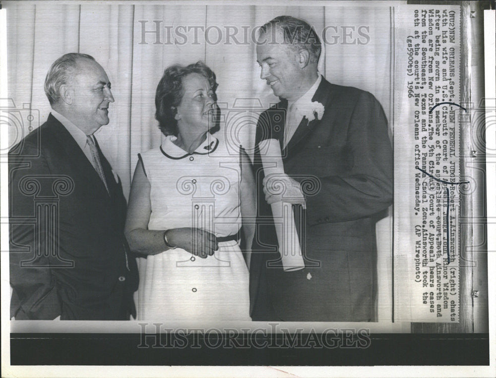 1966 Press Photo Robert A. Ainsworth New Orleans Federal Judge - Historic Images