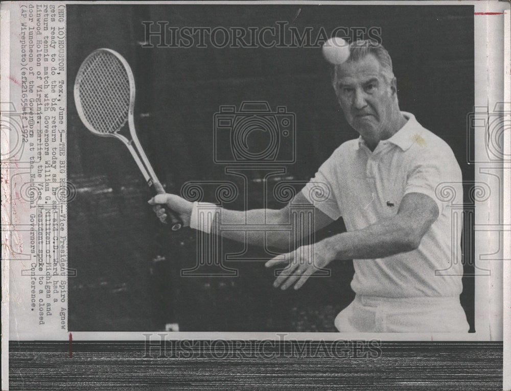 1972 Press Photo Vice President Spiro Agnew Plays Tennis - Historic Images