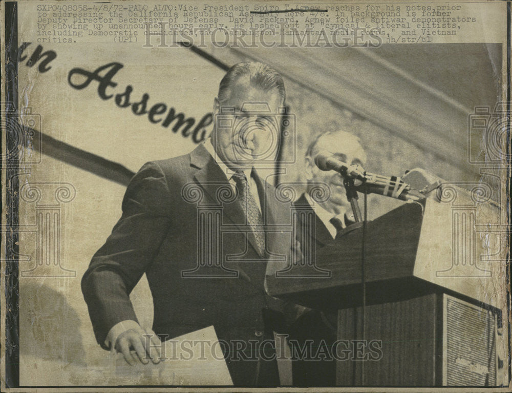 1972 Press Photo Vice President Spiro Agnew Republican Politician - Historic Images