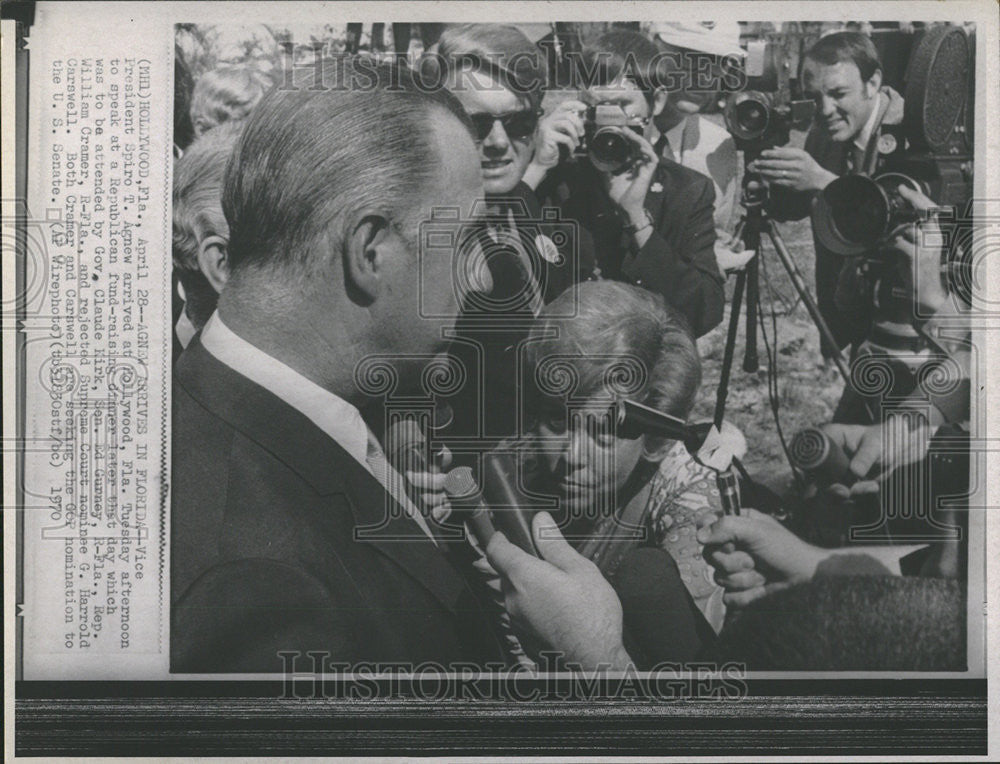 1970 Press Photo Vice President Spiro Agnew Hollywood Republican fund Kirk US - Historic Images