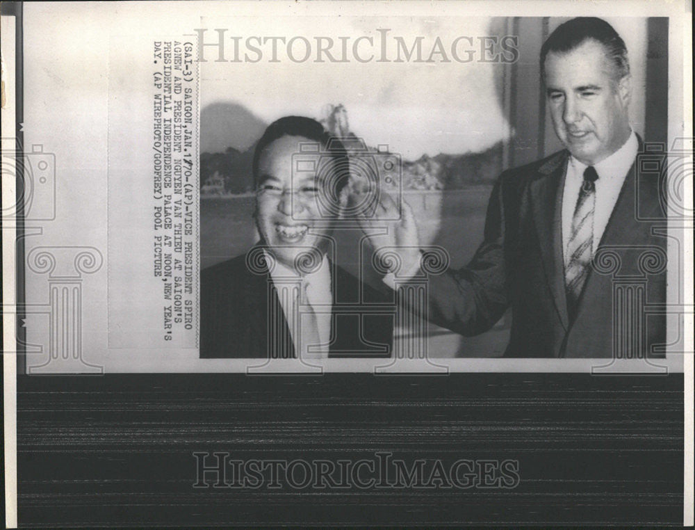 1970 Press Photo Vice President Spiro T Agnew President Nguyen Van Thieu Saigon - Historic Images