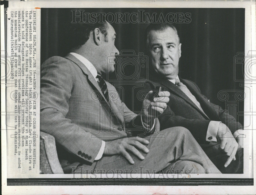 1968 Press Photo Vice President Spiro Agnew With Florida Governor Claude Kirk - Historic Images