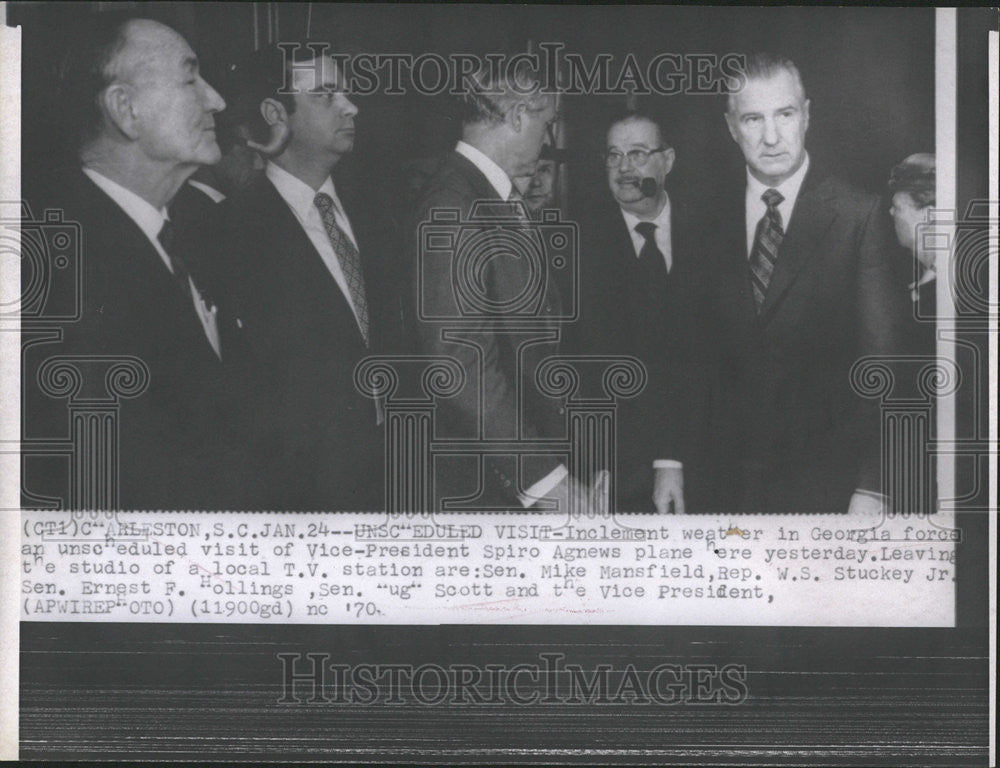 1970 Press Photo Vice-President Spiro Agnew, Mike Mansfield, W. S. Stuckey Jr. - Historic Images