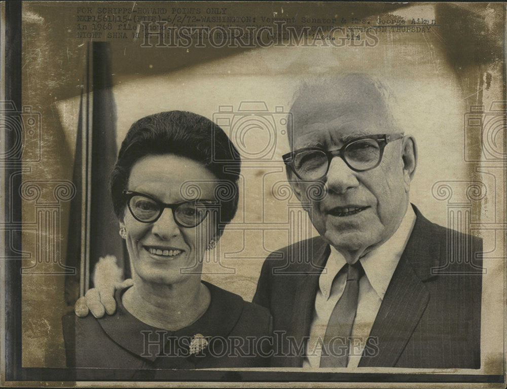 1972 Press Photo George Aiken American Politician Vermont Governor Senator Mich - Historic Images