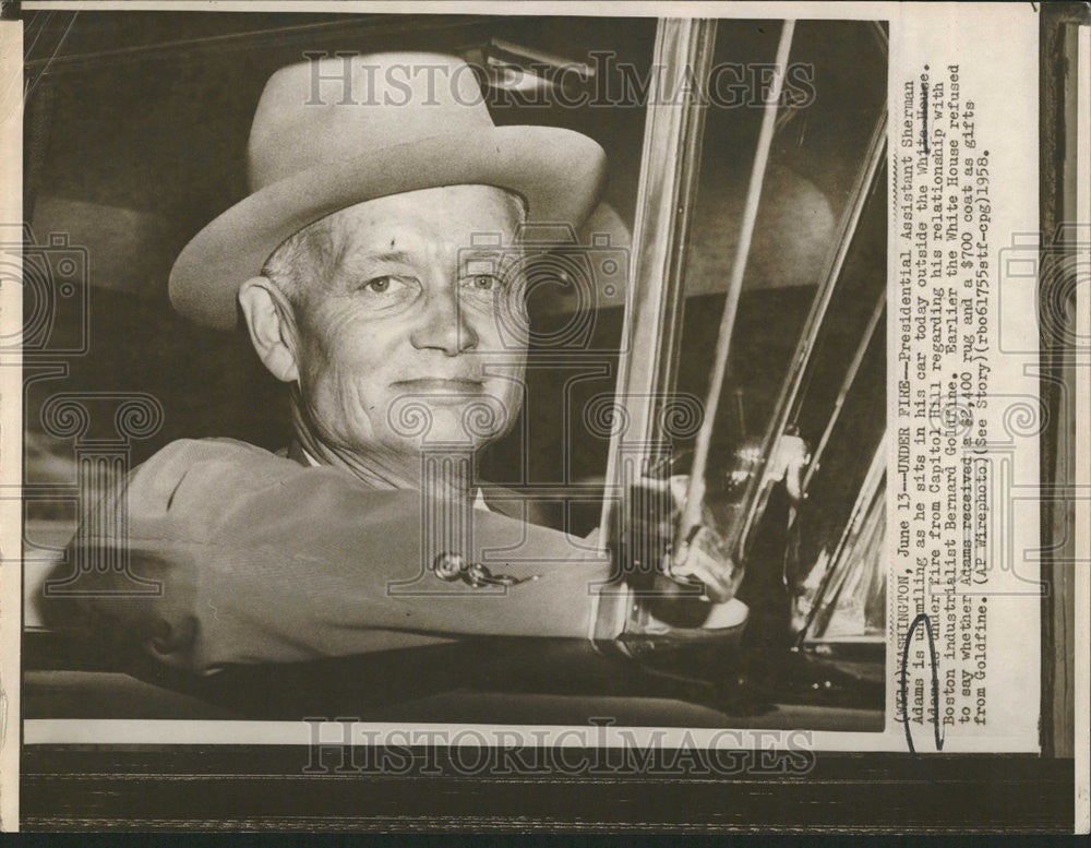 1958 Press Photo Presidential Assistant Sherman Adama Bernard Goldfine House - Historic Images