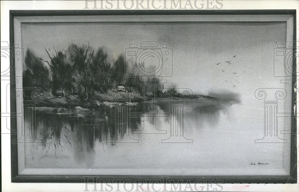 1971 Press Photo Day End Nell Adamson Watercolor Mood Poem Art Club Anderson - Historic Images