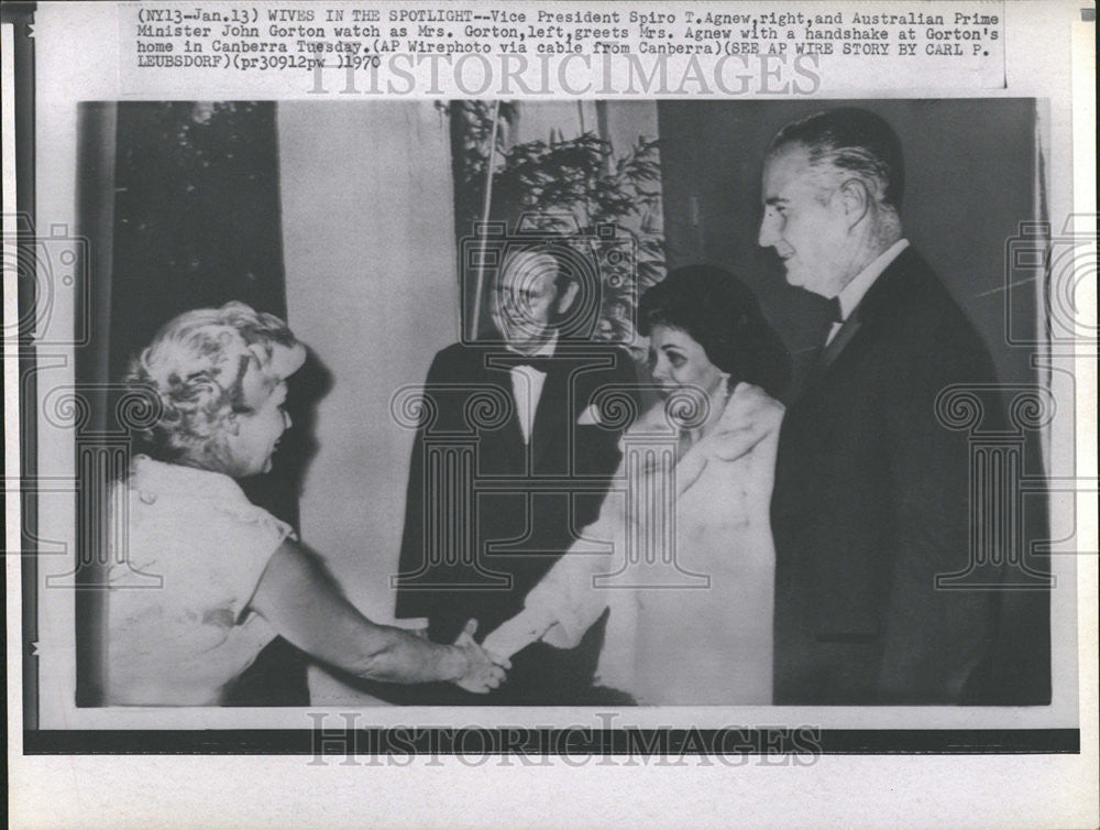 1970 Press Photo President Spiro Agnew John Gorton Australian Prime Spotlight - Historic Images