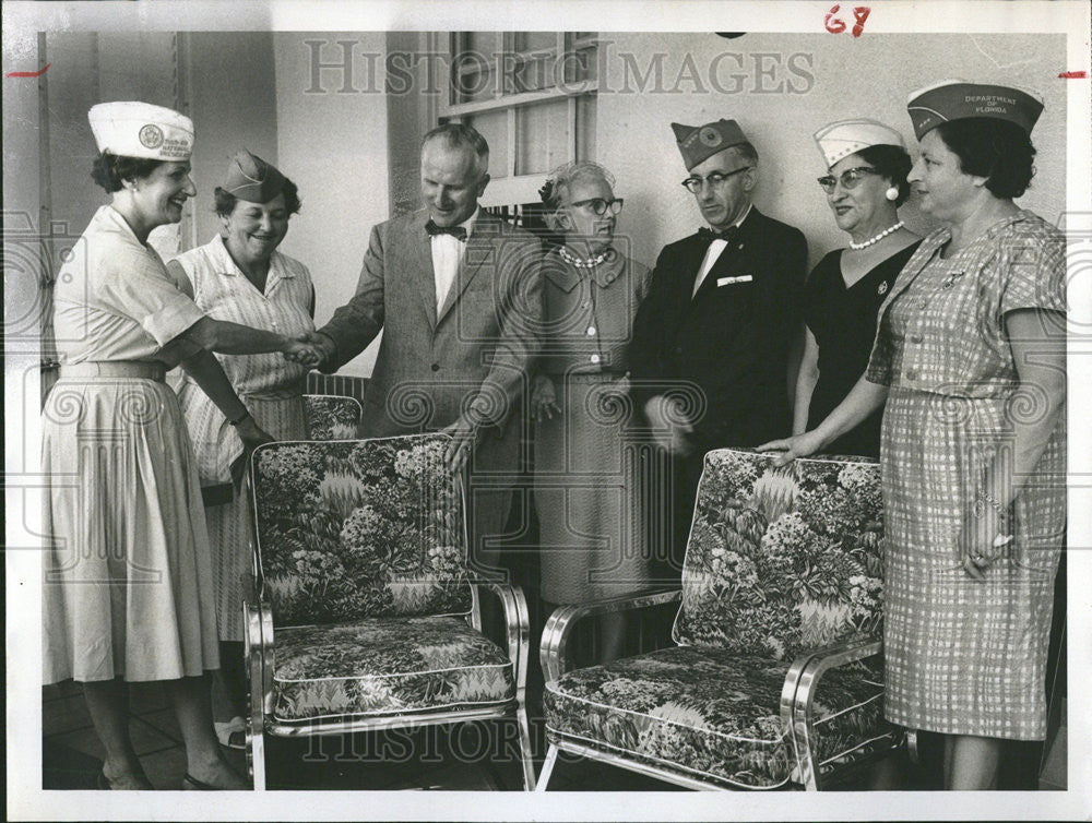 1960 Press Photo Jewish War Veterans Bay Pines administration hospital chairs - Historic Images