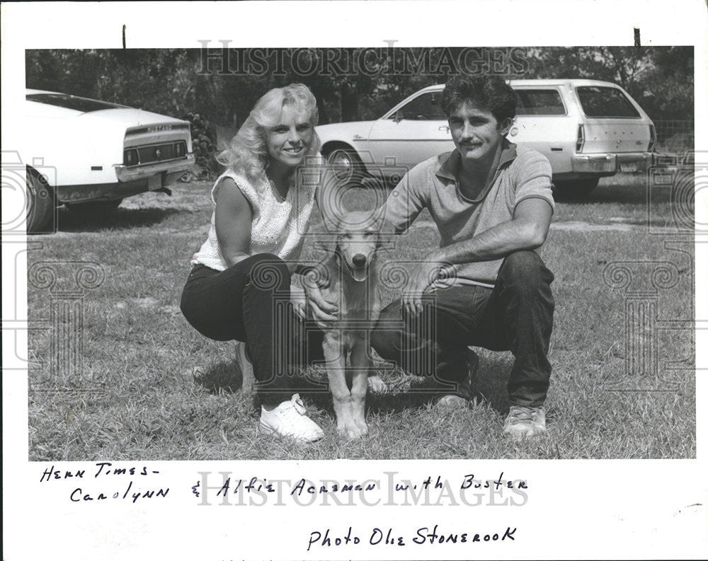 1986 Press Photo Carolynn Alfie Acreman animals Buster Hernando County - Historic Images