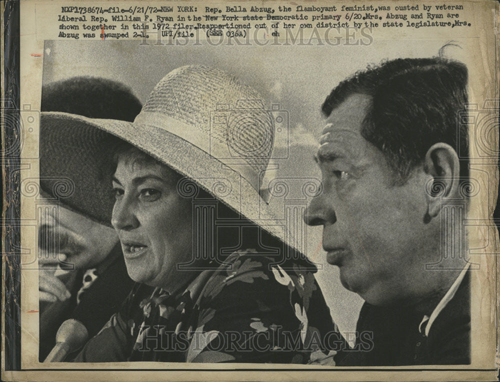 1972 Press Photo Bella Abzug Veteran Liberal William Ryan New York Republican - Historic Images