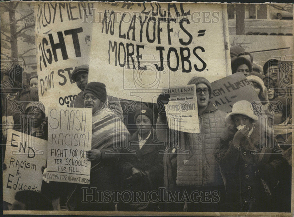 1975 Press Photo Municipal employees American Federation demonstrator strike - Historic Images