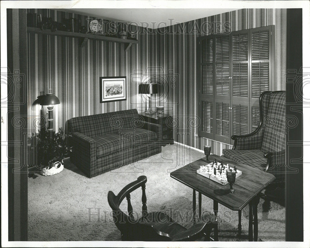 1973 Press Photo Home Interior Study Room Bright Oaks Townhouse Cary Illinois - Historic Images