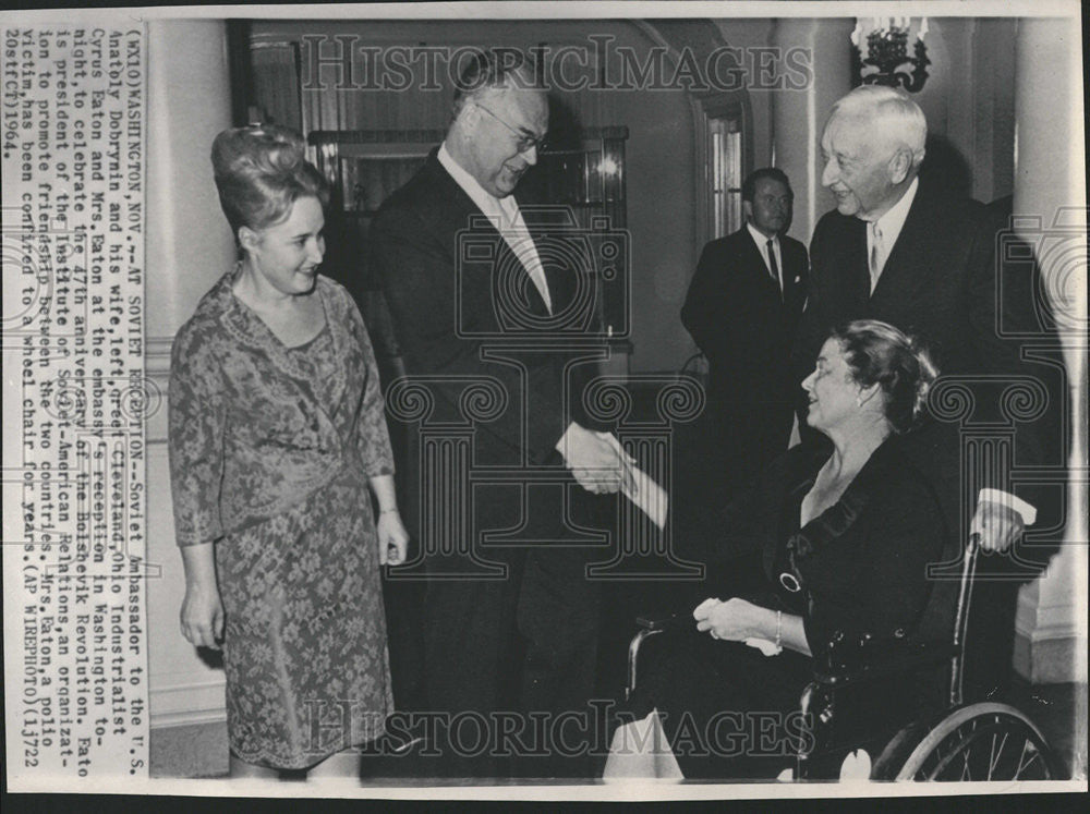 1964 Press Photo Ambassador Anatoly Dobrynin Wife Industrialist Cyrus Eaton - Historic Images