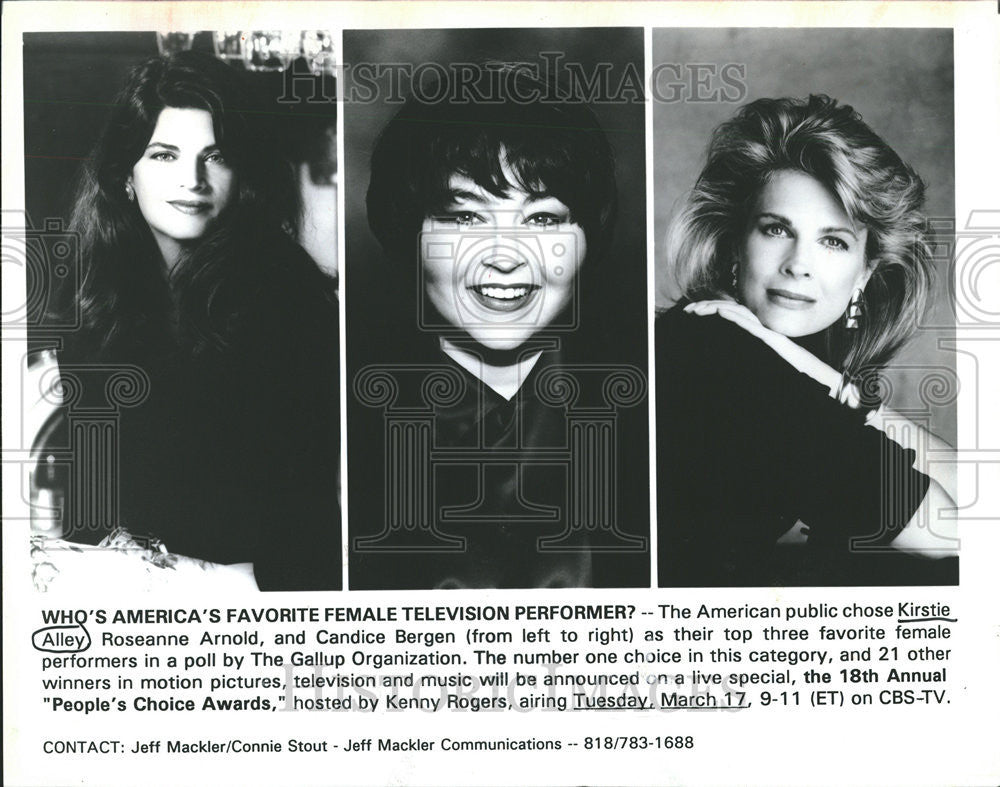 1992 Press Photo Top Three Favorite Female Performers - Historic Images