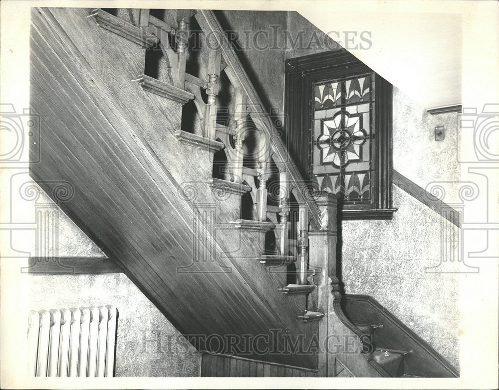 1963 Press Photo Stairway With Carved Railing - Historic Images