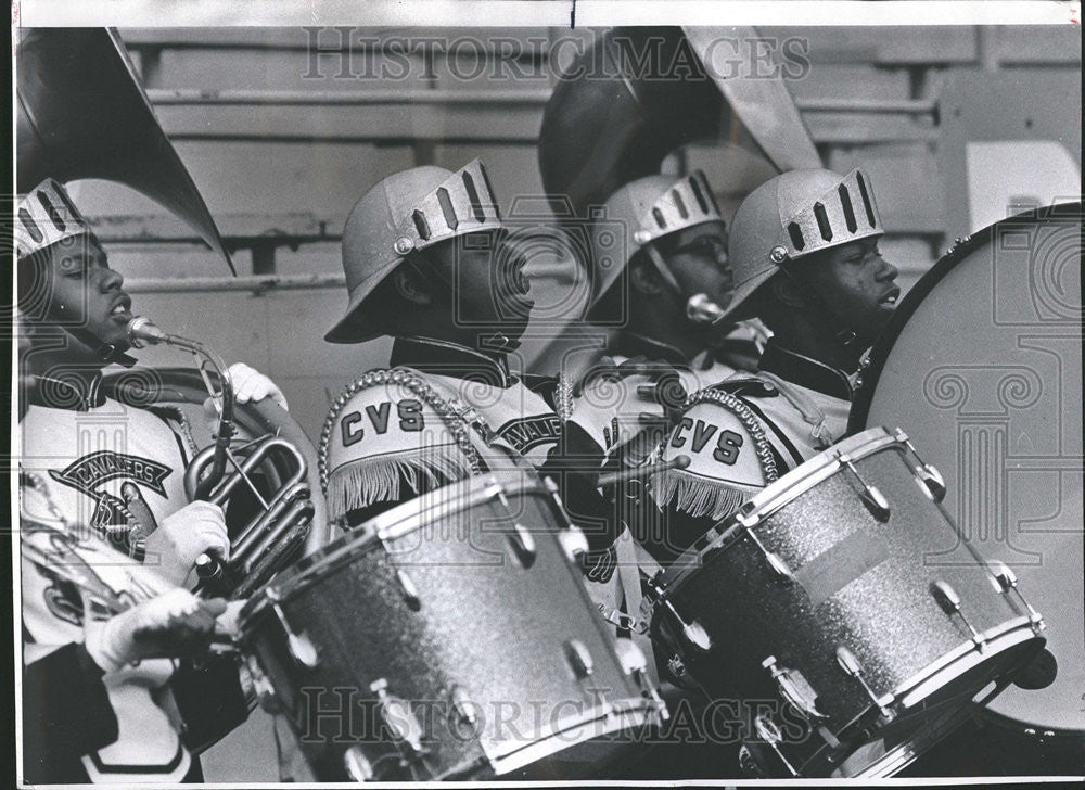 1972 Press Photo Bandsmen Vocational cheer drums CVC - Historic Images