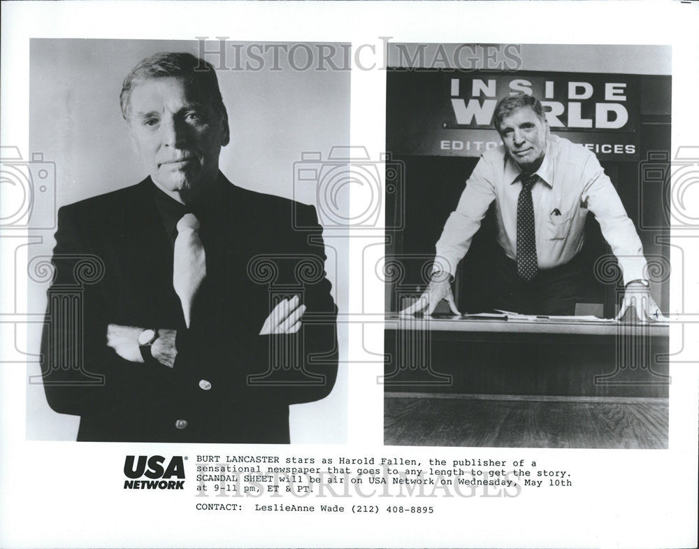 1989 Press Photo Burt Lancaster Harold Fallen Scandal Sheet - Historic Images