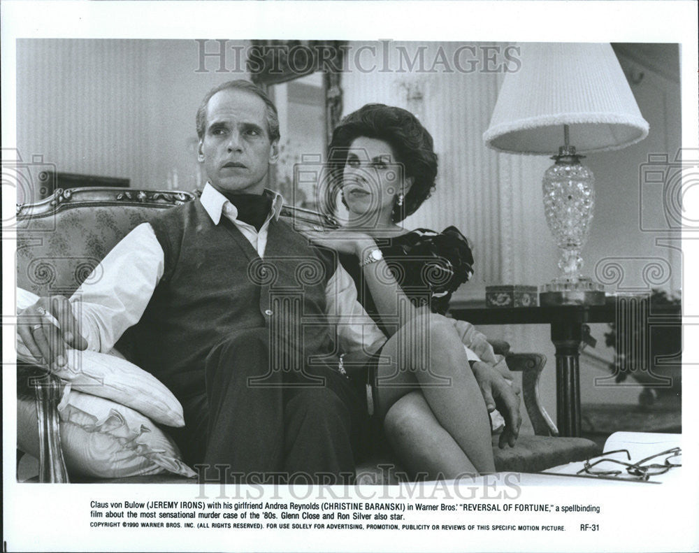 1991 Press Photo Jeremy Irons Christine Baranski Warner Bros English a -  Historic Images