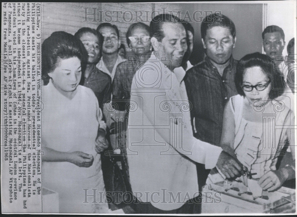 1965 Press Photo President Diosdad Macapagal Philippines presidential election - Historic Images