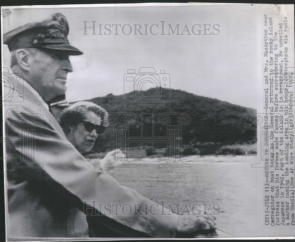 1961 Press Photo  MacArthur Rocky Island Japanese  General Returned - Historic Images