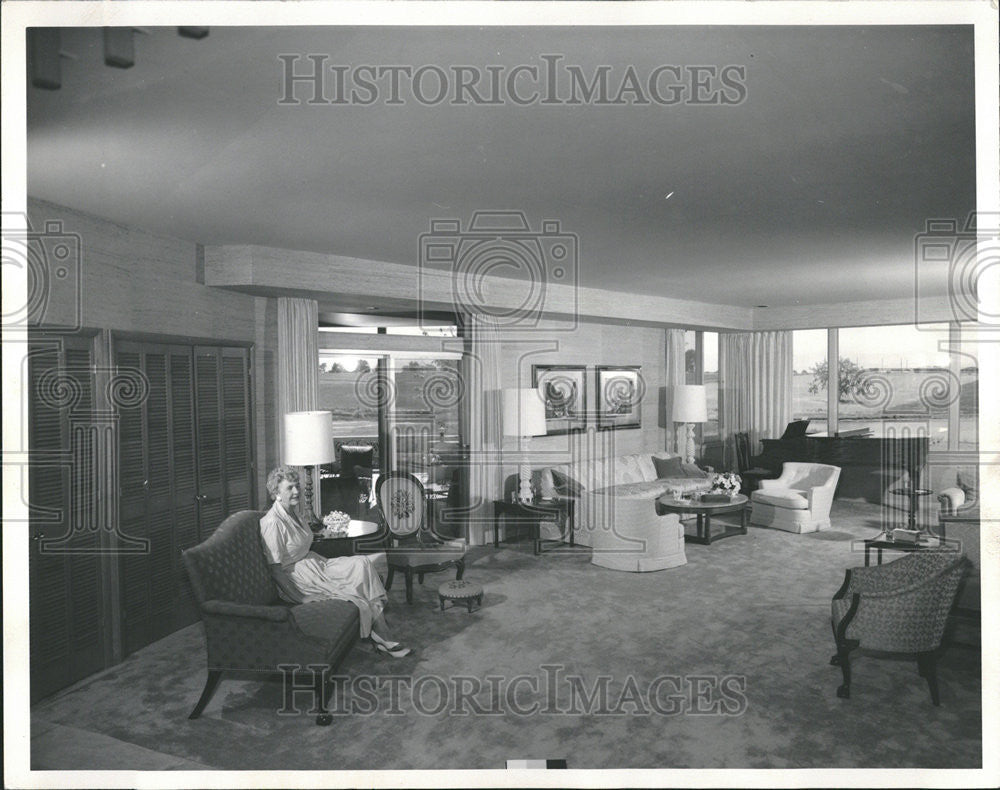 1959 Press Photo Mrs Holbrook Mahn Home Living Room - Historic Images