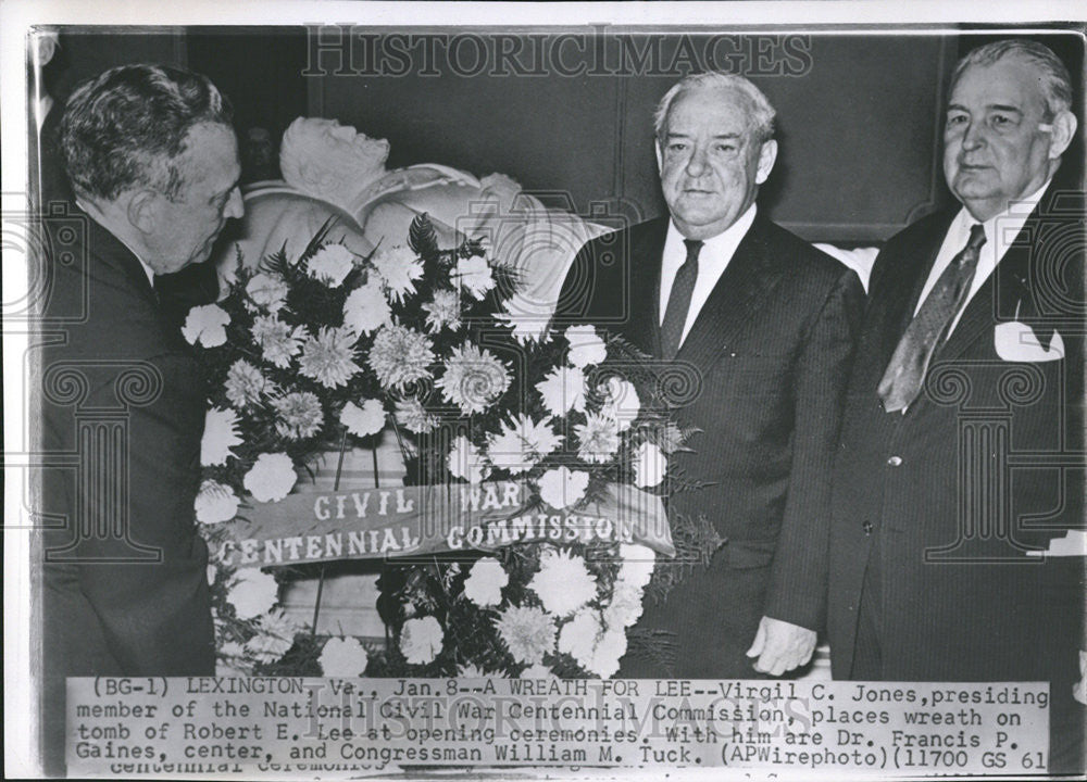 1961 Press Photo Wreath Lee Virgil Jones Robert Lee William Tuck - Historic Images