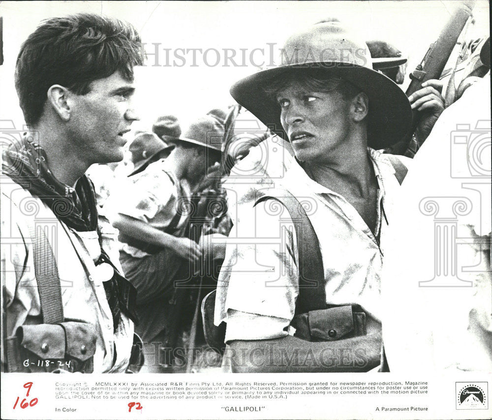 1981 Press Photo &quot;Gallipoli&quot; Starring Mel Gibson and Mark Lee - Historic Images