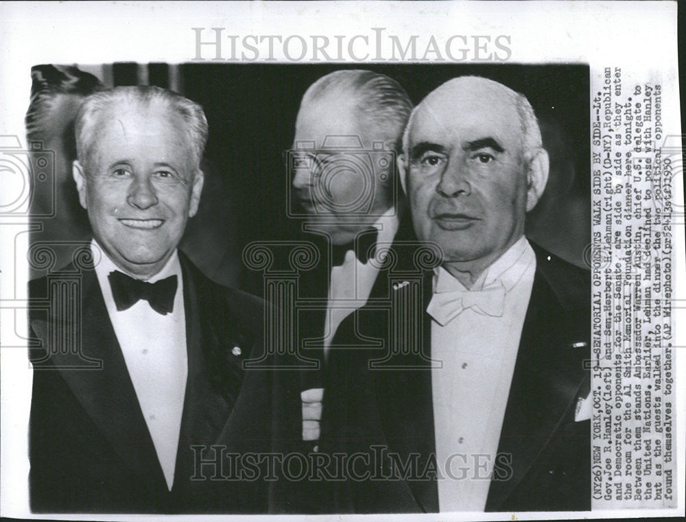 1950 Press Photo Herbert Lehman Joe Hanley New York Senate - Historic Images